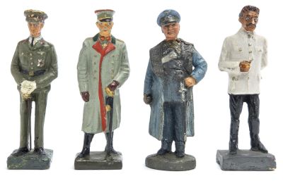 Lineol, Elastolin &amp; Durso Three German Officers &amp;. European, Circa 1930, About 4" T 