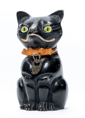 Halloween Cat German Spelter Bank. German - 1930 - 5.25" T A cute and scarce German spelter 