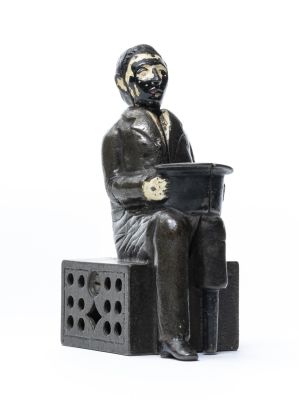 Peg Leg Beggar Iron Mechanical Bank. H. L. Judd Mfg. Co. Wallingford, CT - 1881 Very Fine (Face 