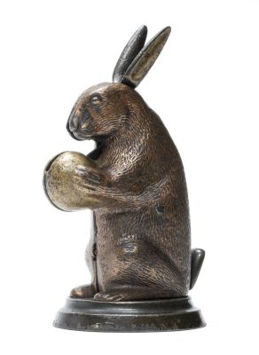 Small Standing Rabbit Iron Mechanical Bank. Lockwood Mfg. Company South Norwalk, Ct. - Late 