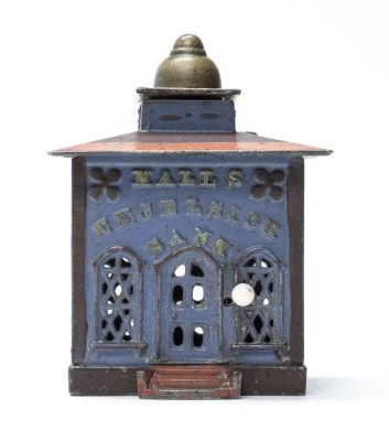 Hall's Excelsior - Blue Iron Mechanical Bank. J. &amp; E. Stevens Cromwell, CT - 1870's This is 