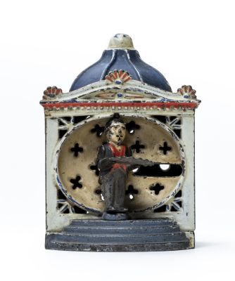 Patriotic Liliput Iron Mechanical Bank. J. &amp; E. Stevens Cromwell, CT - 1870's Very Fine 