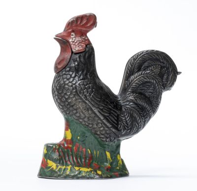 Rooster Iron Mechanical Bank. Kyser &amp; Rex Philadelphia, PA - 1880's A superior and bright 