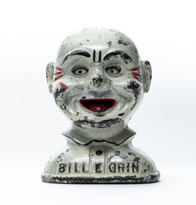 Bill E. Grin Iron Mechanical Bank. J. &amp; E. Stevens Cromwell, CT - 1915 This is a 