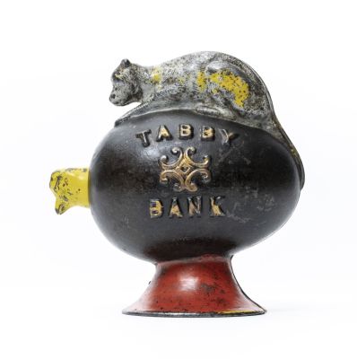 Tabby Iron Mechanical Bank. Probably Kyser &amp; Rex Philadelphia, PA - Late 1880’s Excellent 