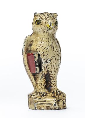 Owl Slot in Book Iron Mechanical Bank. Kilgore Mfg. Co. Westerville, OH - 1928 Provenance: Frank 