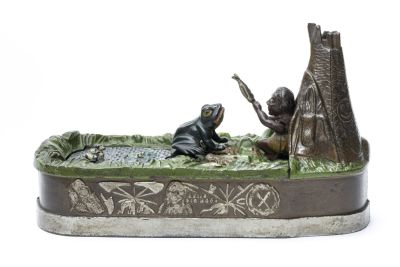 Chief Big Moon Iron Mechanical Bank. J. &amp; E. Stevens Cromwell, CT - 1899 Excellent Plus Condition