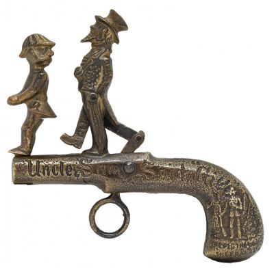 Uncle Sam Said Git Cap Pistol. Unknown American Manufacturer. Pat.'d June 1898 - 4 3/4" Long. 