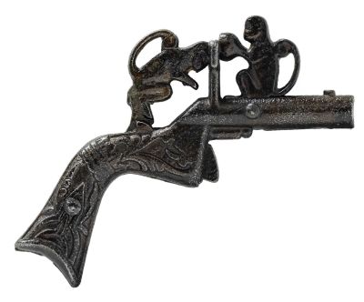 Playful Monkeys Cap Pistol. By Lockwood Manufacturing American - 1882 - 5" Long. The articulated 