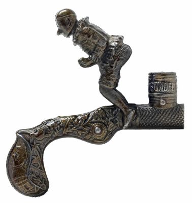 Clown Sits on Powder Keg Scarce Animated Cap Pistol. By Ives, Blakeslee Company Pat.'d 1878 - 4 