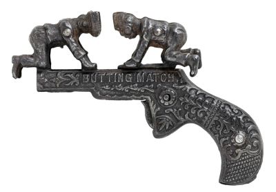 Butting Match Cap Pistol. By Ives, Blakeslee Company. Made Mid 1880's - 5" Long. Two boys 