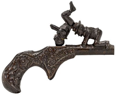 "Sambo" Animated Cap Pistol. By Ives, Blakeslee &amp; Company. Bridgeport, Ct. - 1883 - 6" Long. 