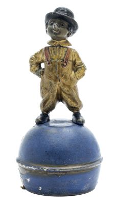 Boy Smoking a Cigar on Ball Bank. Germany - Circa Mid 1920's. Pristine Plus Condition With his 