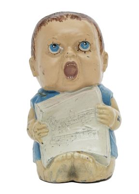 The Infant Chorister with his Sheet Music Spelter Bank. Germany - Mid 1920's. Pristine Original 