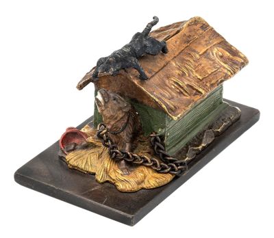 Tantalizing Dog in Doghouse Vienna Bronze Bank. Vienna Bronze Vienna, Austria - 1905 - 2.625" 