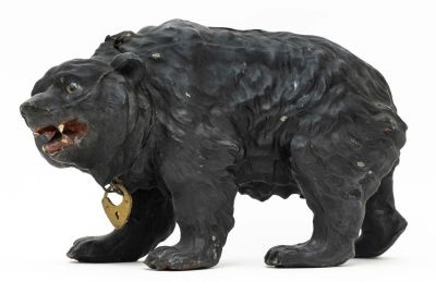 Growling Bear Spelter Bank. German - 1925 - 3.875" Tall. Reference: PGSB #97-D. Provenance: Andy 