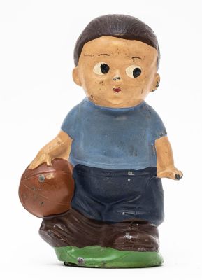 Boy with Soccer Ball Bank. German - 1925 - 4.25" Tall. PGSB # 537-D. This is a superior example 
