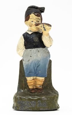 Boy Eating a Sausage Sandwich Bank. Bing Brothers. German - 1920 - 4.75" Tall. Reference: PGSB 