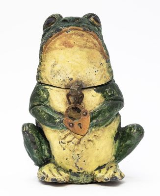 Frog Seated Spelter Bank. German - 1925 - 3.875" Tall.