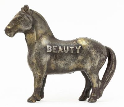 Nickeled "BEAUTY" Horse Bank. By Arcade Manufacturing. Freeport, IL - Circa 1920's.