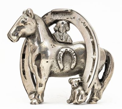 The Good Luck Horseshoe Bank. Rare Nickel Plated Example. By Arcade Manufacturing. Freeport, IL 