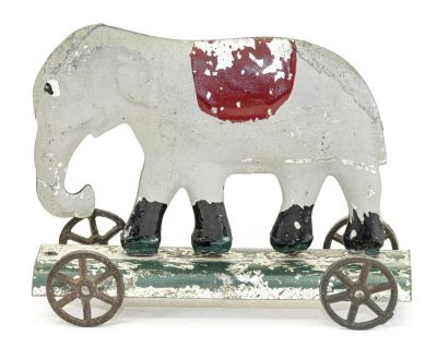 Elephant Platform Toy. James Fallows Company. Philadelphia, PA - 1880's - 4" Long.