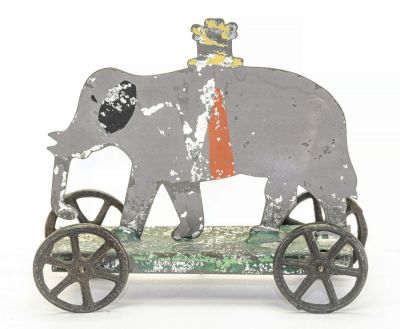 Elephant Platform Toy. Silhouette Form. Merriam Mfg. Co. Durham, CT - 1880 - 4" Long. This one 