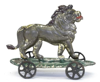 Lion Platform Toy. George Brown Company. Forestville, CT - 1880 - 4.5" Long.