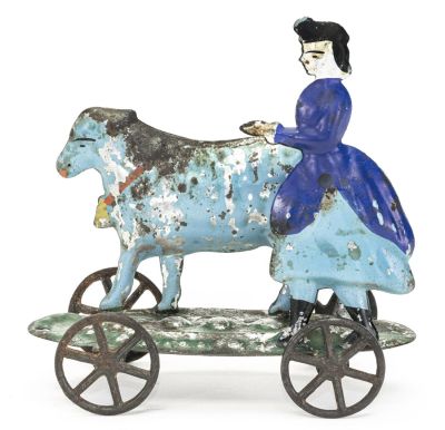 Mary and Her Lamb American Tin Toy. George Brown Company. Forestville, CT - 1880 - 4.5" Long. 