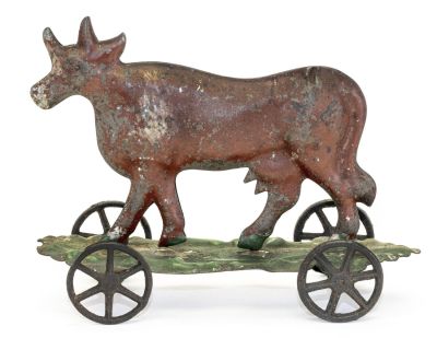 Cow Platform Toy. George Brown Company. Forestville, CT - 1880 - 4.75" Long.