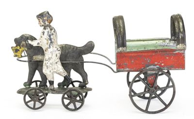 Conestoga Wagon With a Boy and his Dog American Tin Toy. Altoph Bergmann. New York City - 1880's 