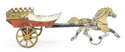 Julien Carriage American Tin Toy. Hull &amp; Stafford. Clinton, CT - 1860 - 2.75" Long. Hull 
