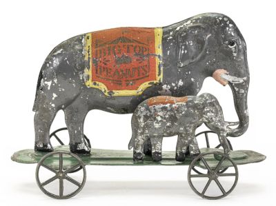 Double Elephant "Big Top" Peanuts Circus Platform Toy. George Brown Company. Forestville, CT - 