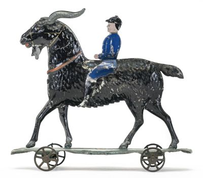 Boy Riding Goat Platform Toy. George Brown Company. Forestville, CT - 1880 - 9.5" Long. This is 