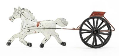 Sulky - Small - Amercain Tin Toy. George Brown Company. Forestville, CT - 1870's - 7" Long.
