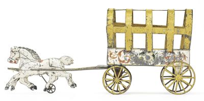 Conestoga Wagon American Tin Toy. Hull &amp; Stafford. Clinton, CT - 1860 - 21" Long. Here we 