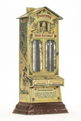 Stollwerck "Victoria" Tin Vending Bank. Stollwerck Bros. Cologne, Germany - 1920.