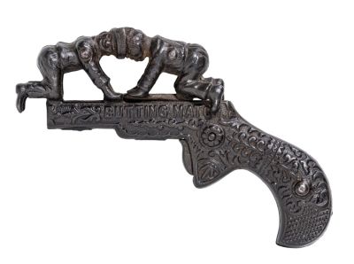 Butting Match Cap Pistol. By Ives, Blakeslee Company. Made Mid 1880's - 5" Long. Two boys 