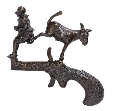 Mule and Clown Cap Gun. By Ives, Blakeslee Company Bridgeport, CT. - 1882 - 5.25" Long. The 