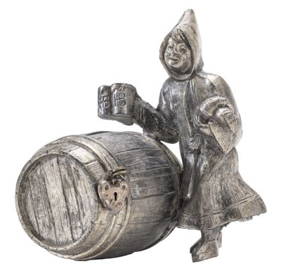 Munich Girl by Barrel Still Bank. German - 1930 - 4.25" Tall.