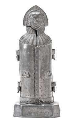 Iron Maiden Still Bank. Nurnberg, Germany - 1930 - 4.375" Tall. Coins are retrieved by opening her.