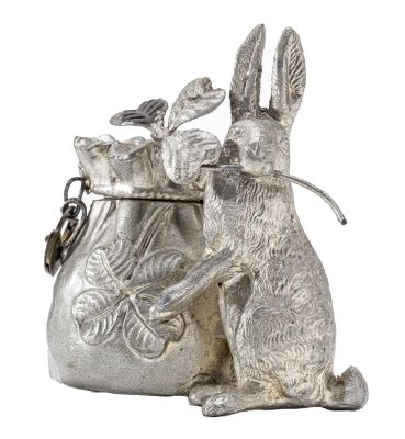 Rabbit by Money Sack Still Bank. German - 1920 - 3.625" Tall. This is one of the finest German 