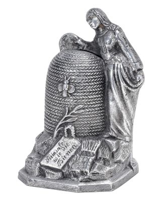 Girl by Beehive - KLT - Still Bank. By J. Schma German - 1910's - 4.75" Tall. This is an early 