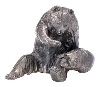Mama Bear and Cub at Play - KLT - Still Bank. German - 1930 - 4.25" Tall.