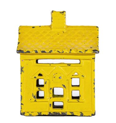 One Story House Iron Bank. By Kenton Hardware Company. Kenton, OH - 1927 - 2 7/8" Tall.