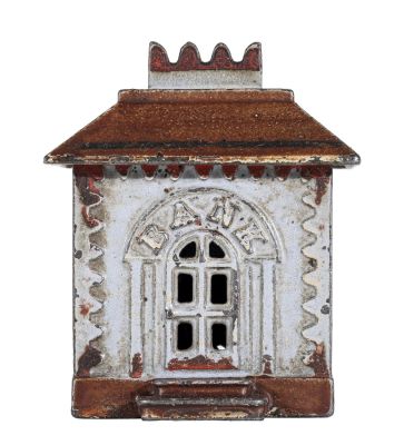Crown Bank, Small - Iron Bank. By J. &amp; E. Stevens Company. Cromwell, CT - 1880 - 3" Tall.