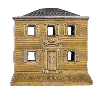 Peoples Loan & Trust Co. Still Bank. The Art Metal Works Co. Newark, NJ - 1930 - 2 3/4" Tall.