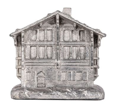 Chalet with Medallion (KLT) Still Bank. German - 1920 - 3 1/8" Tall.