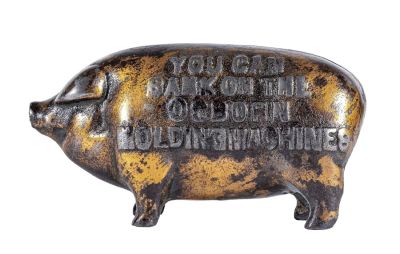 Osborn Pig Iron Bank. Electroplated Version. American - 1910 - 3 7/8" Long. Electroplated 