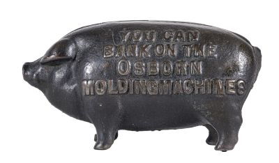 Osborn Pig Iron Bank. Black Version. American - 1910 - 3 7/8" Long.